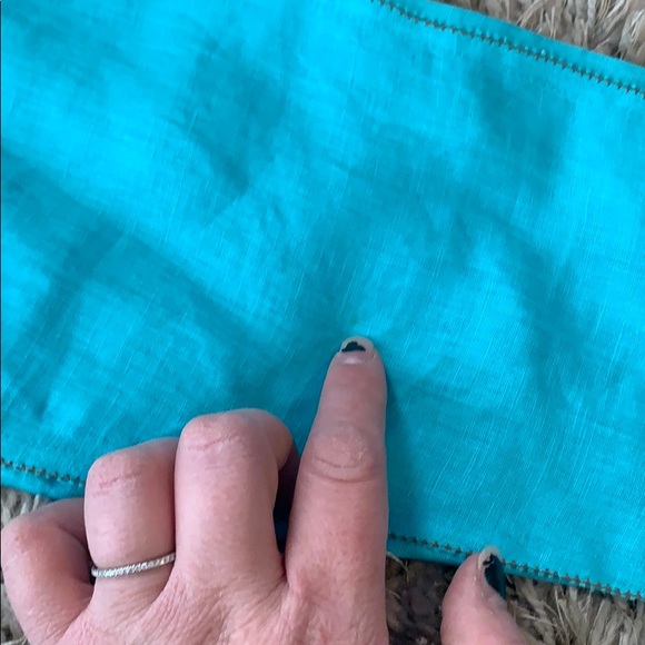 SAMUEL DONG 100% Linen Button Down Teal Top - Picture 11 of 16